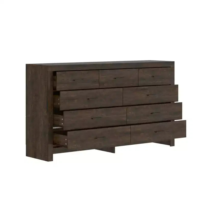 Commode de rangement rustique Famapy à 9 tiroirs, compartiments, construction robuste, tiroirs spacieux