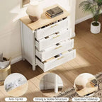 Commode de chambre encastrée, Meuble de coiffeuse, Commode haute de 90 cm avec 4 tiroirs et rangement pour vêtements pour chambre à coucher, salon