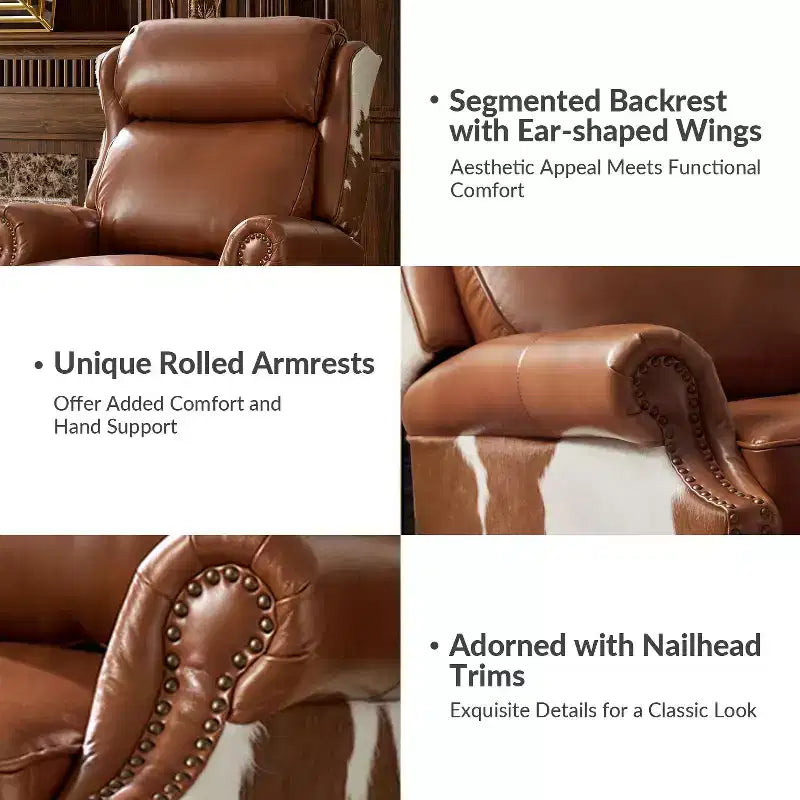 Fauteuil inclinable manuel en cuir véritable Gianpiero|HULALA HOME