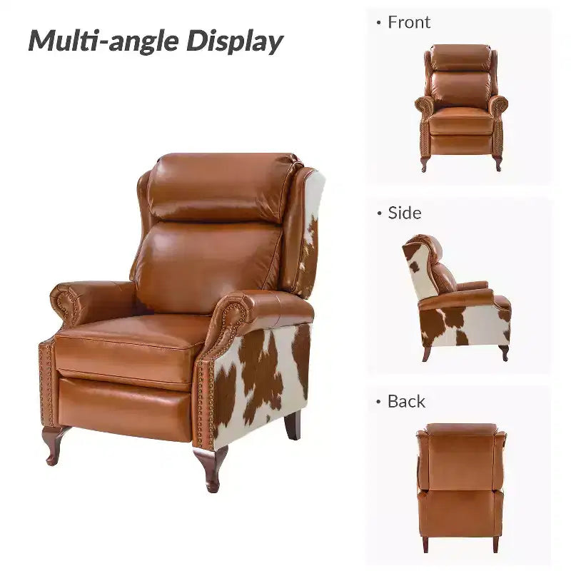 Fauteuil inclinable manuel en cuir véritable Gianpiero|HULALA HOME