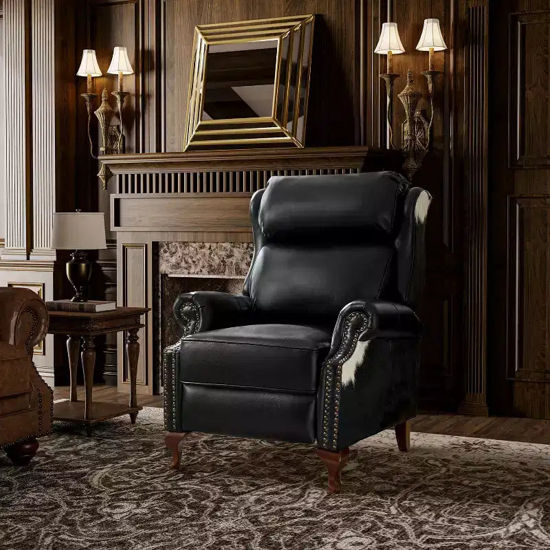 Fauteuil inclinable manuel en cuir véritable Gianpiero|HULALA HOME