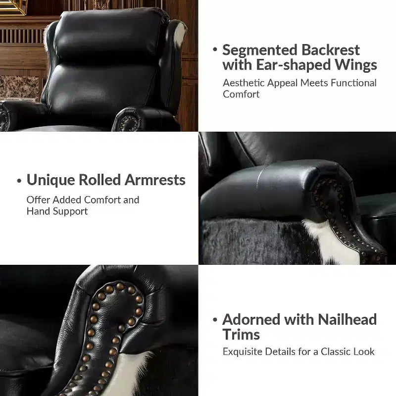 Fauteuil inclinable manuel en cuir véritable Gianpiero|HULALA HOME