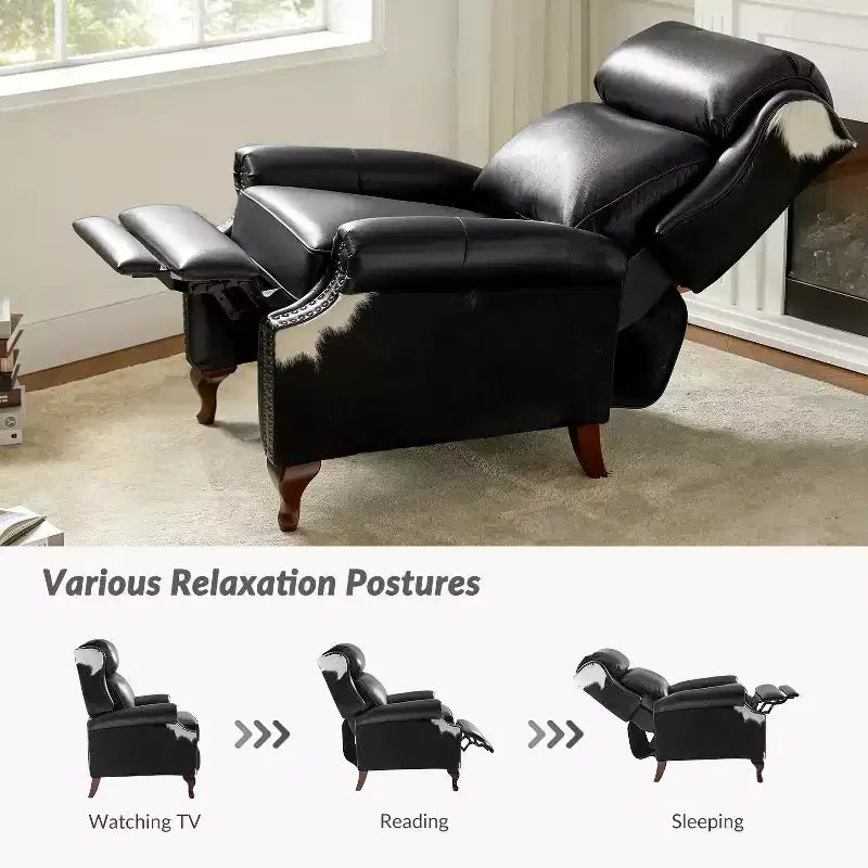 Fauteuil inclinable manuel en cuir véritable Gianpiero|HULALA HOME
