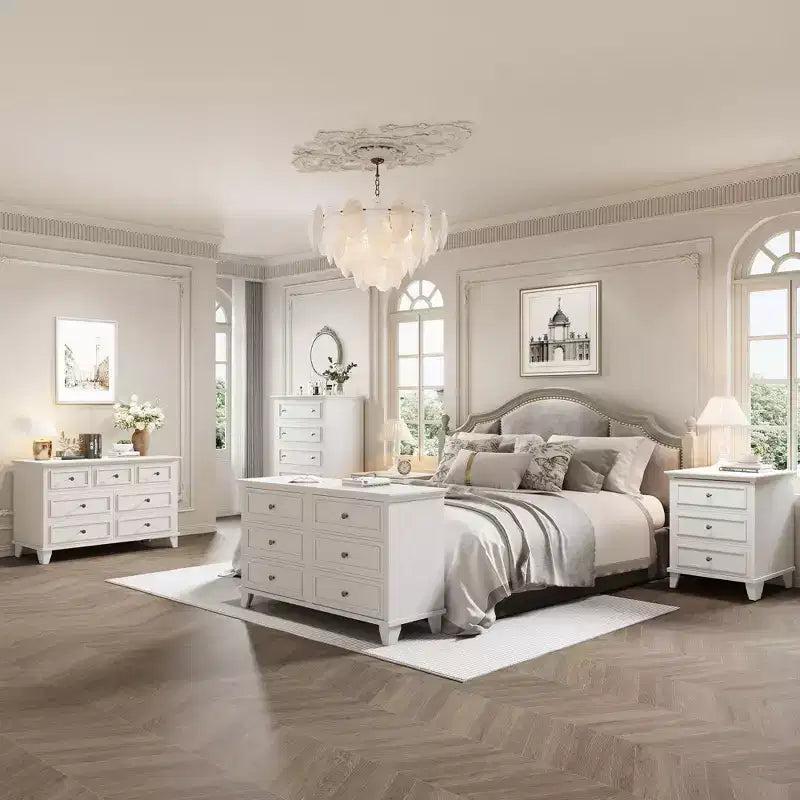 Commode marron de style ferme pour chambre à coucher avec 6 tiroirs, commode double meuble TV avec poignée vintage, commodes et chiffonniers larges en bois