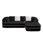Canapé 106 sans accoudoirs en tissu Teddy 32D, design contrasté, canapé douillet et moelleux avec méridienne en L, pour salon