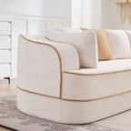 Canapé 106 sans accoudoirs en tissu Teddy 32D, design contrasté, canapé douillet et moelleux avec méridienne en L, pour salon