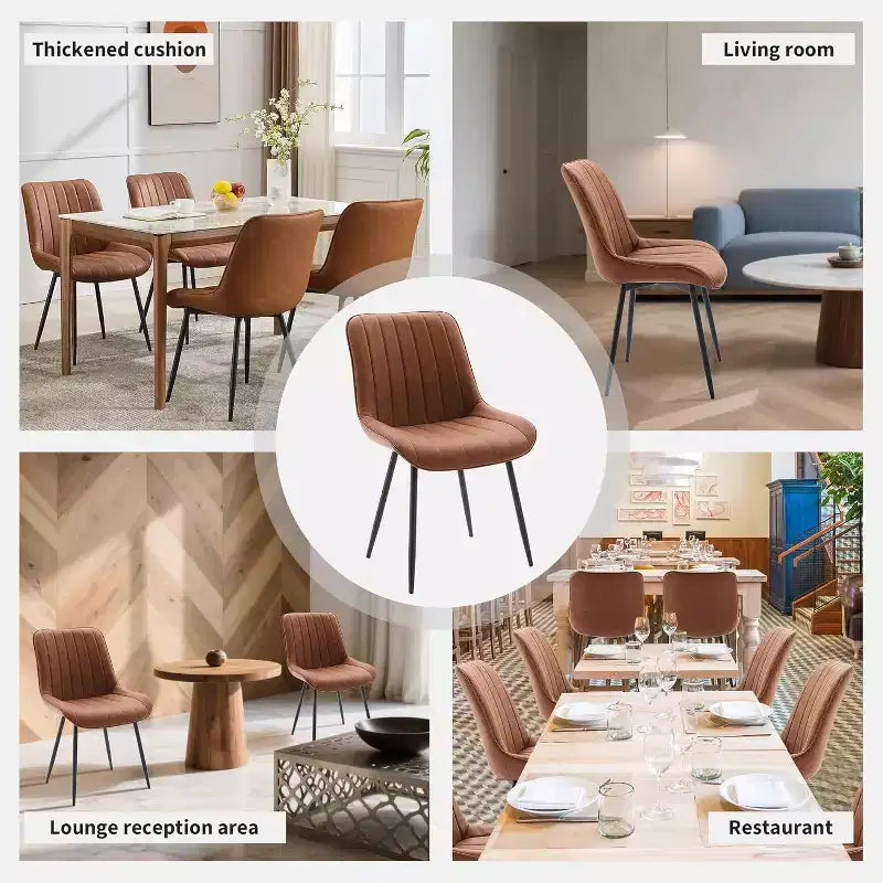 Ensemble de 2 chaises de salle à manger, similicuir, convenant à la cuisine et à la salle à manger, chaises confortables à pieds métalliques modernes, chaise d'appoint rembourrée
