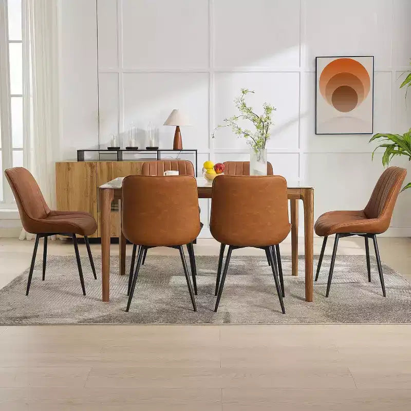 Ensemble de 2 chaises de salle à manger, similicuir, convenant à la cuisine et à la salle à manger, chaises confortables à pieds métalliques modernes, chaise d'appoint rembourrée