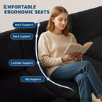 Acekool 134 Canapé d'angle modulable, canapé 4 places en velours en forme de L avec coussins haute densité, canapé nuage rembourré, noir