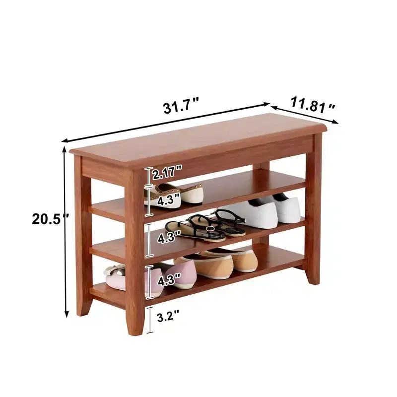 Banc de rangement pour chaussures GDFStudio Alistair en bois d'hévéa, style moderne du milieu du siècle