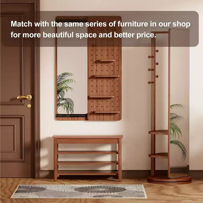 Banc de rangement pour chaussures GDFStudio Alistair en bois d'hévéa, style moderne du milieu du siècle
