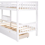 Lit superposé en L avec lit gigogne pour 4 enfants, cadre de lit superposé en bois avec tiroirs