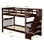 Lit superposé enfant à double escalier avec rangement et garde-corps pour chambre à coucher ou dortoir