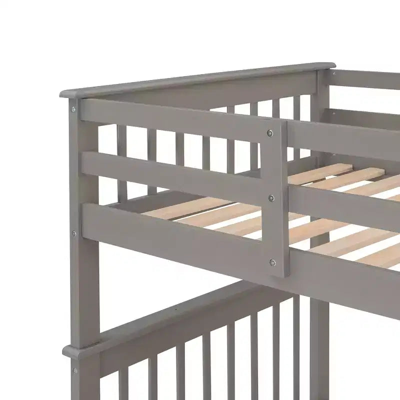 Lit superposé enfant à double escalier avec rangement et garde-corps pour chambre à coucher ou dortoir