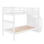 Lit superposé enfant à double escalier avec rangement et garde-corps pour chambre à coucher ou dortoir