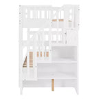 Lit superposé enfant à double escalier avec rangement et garde-corps pour chambre à coucher ou dortoir
