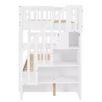 Lit superposé enfant à double escalier avec rangement et garde-corps pour chambre à coucher ou dortoir