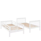 Lit superposé enfant à double escalier avec rangement et garde-corps pour chambre à coucher ou dortoir
