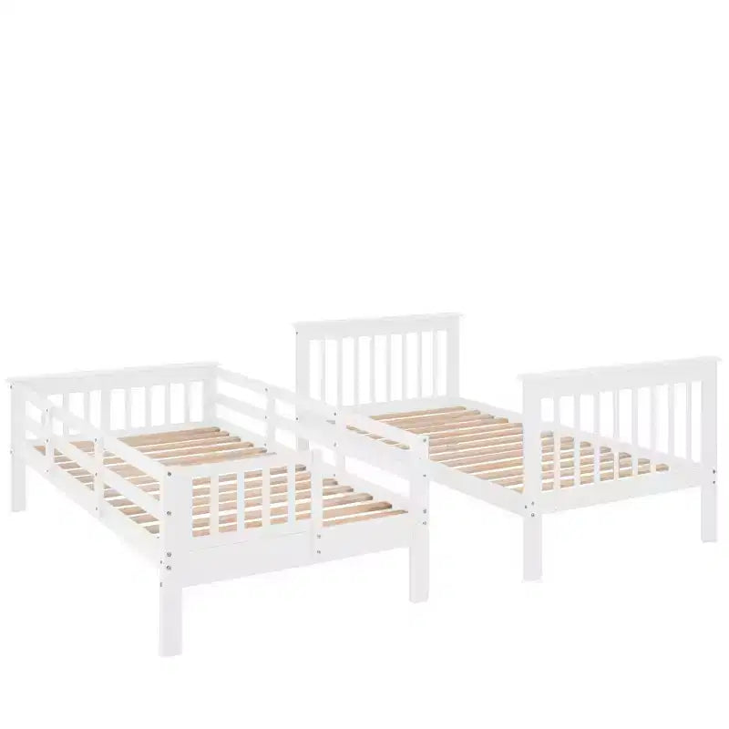 Lit superposé enfant à double escalier avec rangement et garde-corps pour chambre à coucher ou dortoir