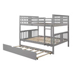 Lit superposé double sur double avec lit gigogne simple, Cadre de lit superposé en bois double pour enfants, adolescents et adultes, convertible en 2 lits