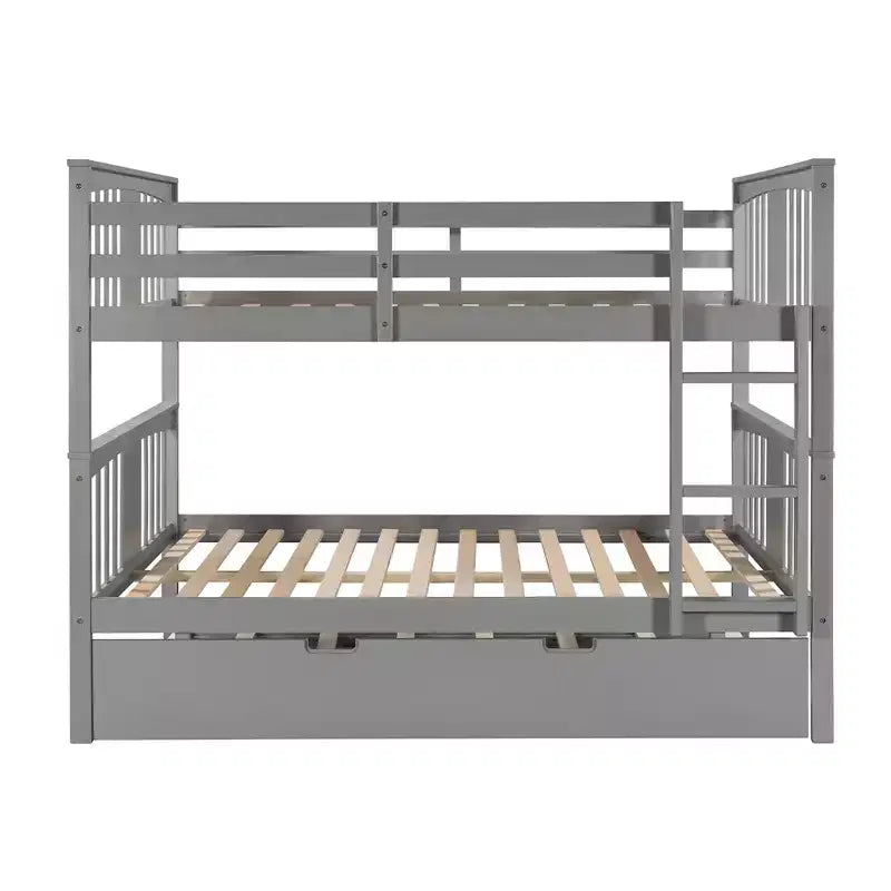Lit superposé double sur double avec lit gigogne simple, Cadre de lit superposé en bois double pour enfants, adolescents et adultes, convertible en 2 lits