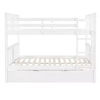 Lit superposé double sur double avec lit gigogne simple, Cadre de lit superposé en bois double pour enfants, adolescents et adultes, convertible en 2 lits