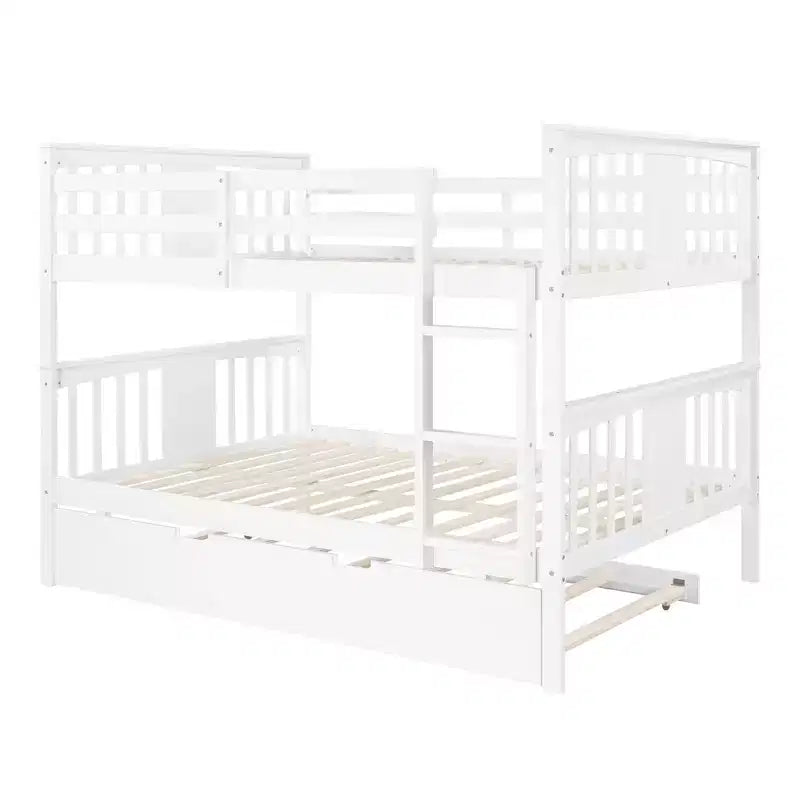 Lit superposé double sur double avec lit gigogne simple, Cadre de lit superposé en bois double pour enfants, adolescents et adultes, convertible en 2 lits