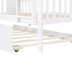 Lit superposé double sur double avec lit gigogne simple, Cadre de lit superposé en bois double pour enfants, adolescents et adultes, convertible en 2 lits