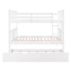 Lit superposé double sur double avec lit gigogne simple, Cadre de lit superposé en bois double pour enfants, adolescents et adultes, convertible en 2 lits