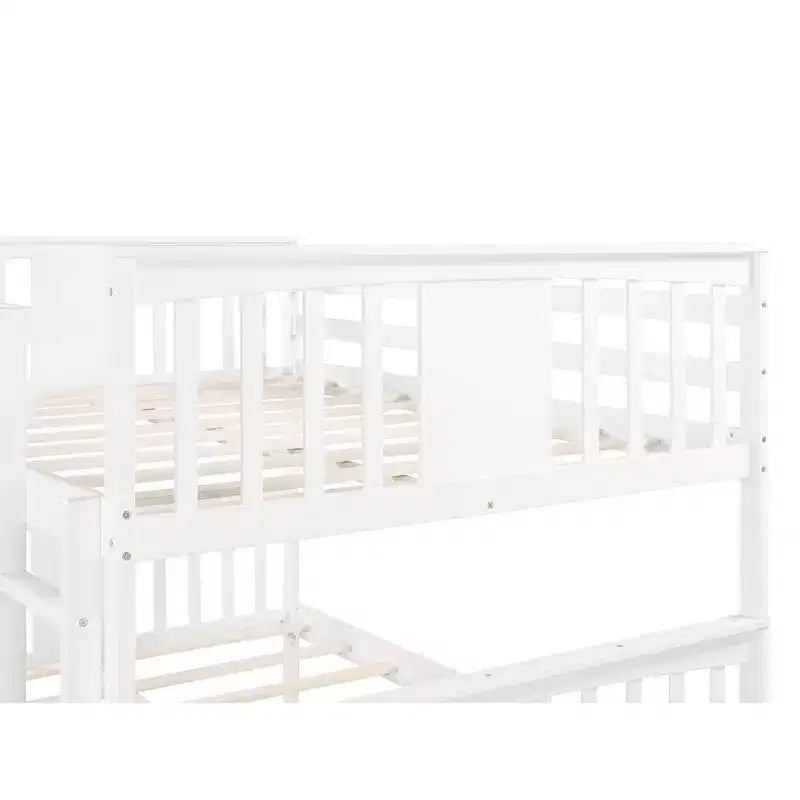 Lit superposé double sur double avec lit gigogne simple, Cadre de lit superposé en bois double pour enfants, adolescents et adultes, convertible en 2 lits
