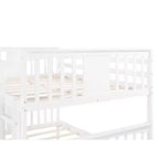 Lit superposé double sur double avec lit gigogne simple, Cadre de lit superposé en bois double pour enfants, adolescents et adultes, convertible en 2 lits