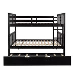 Lit superposé double sur double avec lit gigogne simple, Cadre de lit superposé en bois double pour enfants, adolescents et adultes, convertible en 2 lits