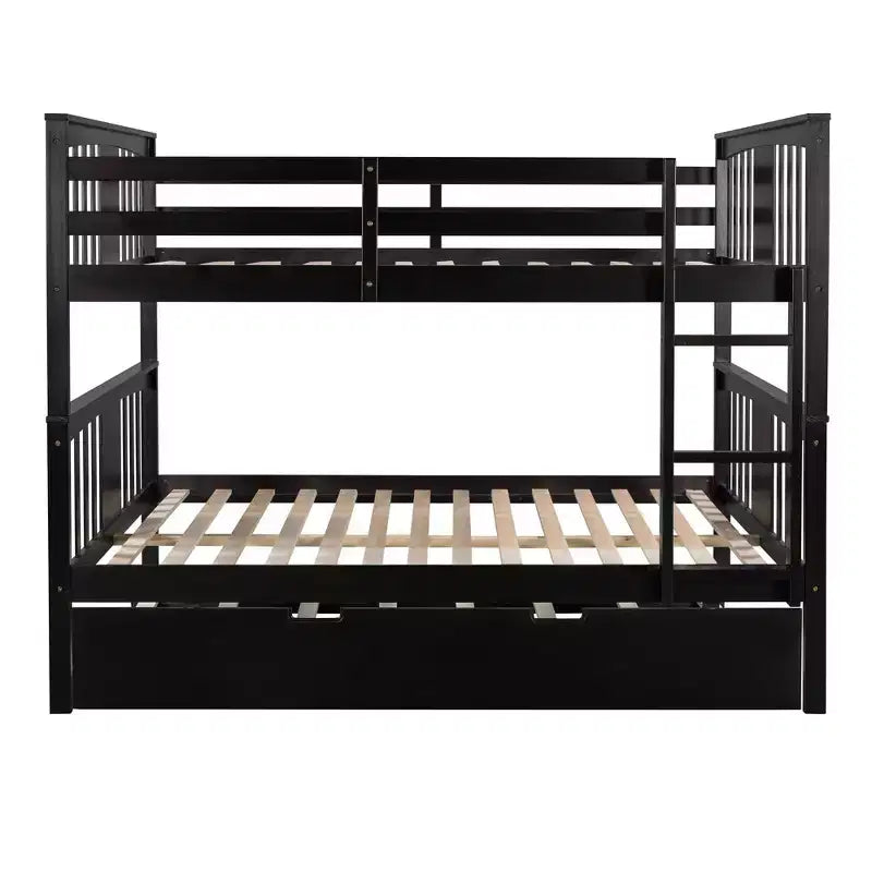 Lit superposé double sur double avec lit gigogne simple, Cadre de lit superposé en bois double pour enfants, adolescents et adultes, convertible en 2 lits