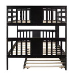 Lit superposé double sur double avec lit gigogne simple, Cadre de lit superposé en bois double pour enfants, adolescents et adultes, convertible en 2 lits