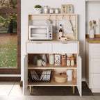 Buffet COZONY avec 2 tiroirs et étagères réglables, console moderne en bois pour salle à manger, salon, cuisine, entrée
