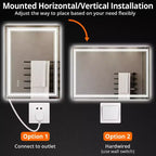 Miroir de salle de bain, miroir de courtoisie anti-buée avec lumières à intensité variable