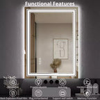 Miroir de salle de bain, miroir de courtoisie anti-buée avec lumières à intensité variable