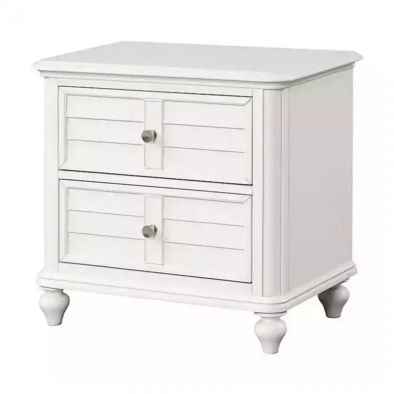 Table de chevet Royal Hampton, 2 tiroirs, Bois massif blanc antique classique, 71 cm