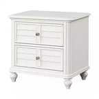 Table de chevet Royal Hampton, 2 tiroirs, Bois massif blanc antique classique, 71 cm