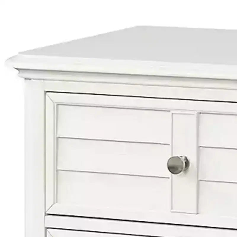 Table de chevet Royal Hampton, 2 tiroirs, Bois massif blanc antique classique, 71 cm