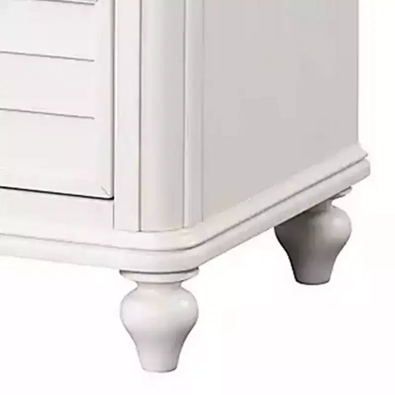 Table de chevet Royal Hampton, 2 tiroirs, Bois massif blanc antique classique, 71 cm