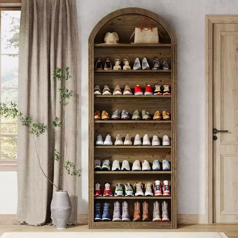Meuble à Chaussures Haut Lantine à 8 Niveaux, Grand Organisateur de Chaussures, Étagère à Chaussures Autonome en Bois pour Placard et Entrée