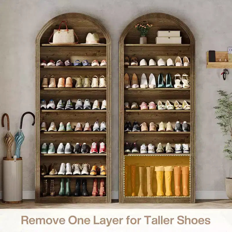 Meuble à Chaussures Haut Lantine à 8 Niveaux, Grand Organisateur de Chaussures, Étagère à Chaussures Autonome en Bois pour Placard et Entrée