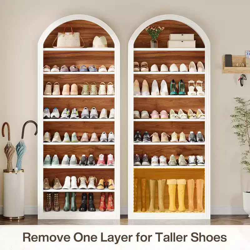 Meuble à Chaussures Haut Lantine à 8 Niveaux, Grand Organisateur de Chaussures, Étagère à Chaussures Autonome en Bois pour Placard et Entrée