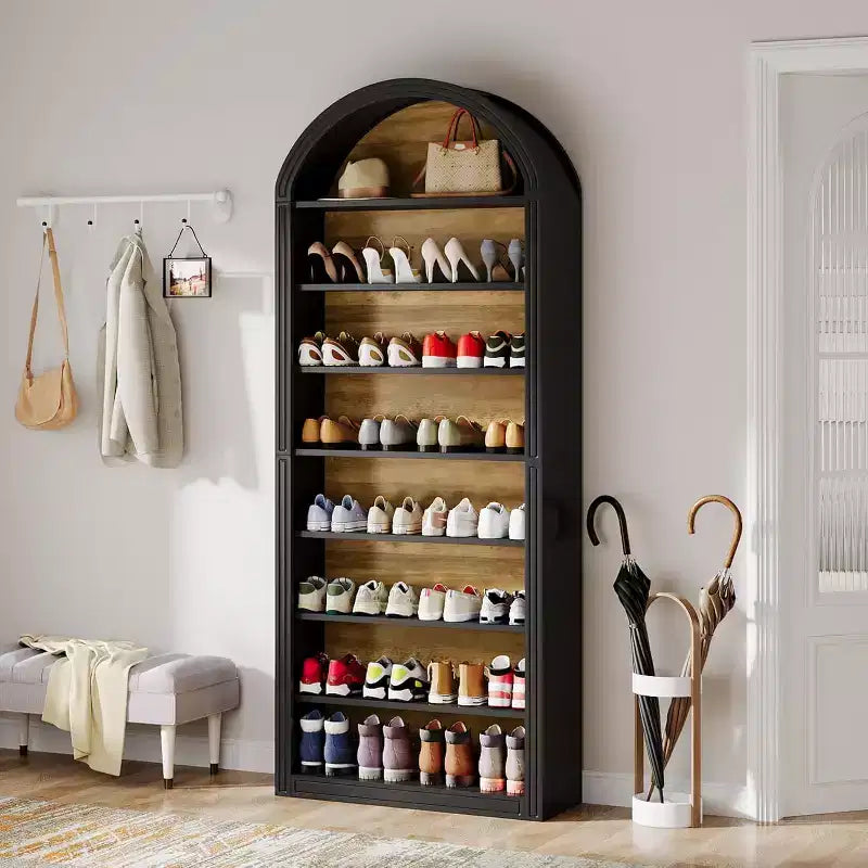 Meuble à Chaussures Haut Lantine à 8 Niveaux, Grand Organisateur de Chaussures, Étagère à Chaussures Autonome en Bois pour Placard et Entrée