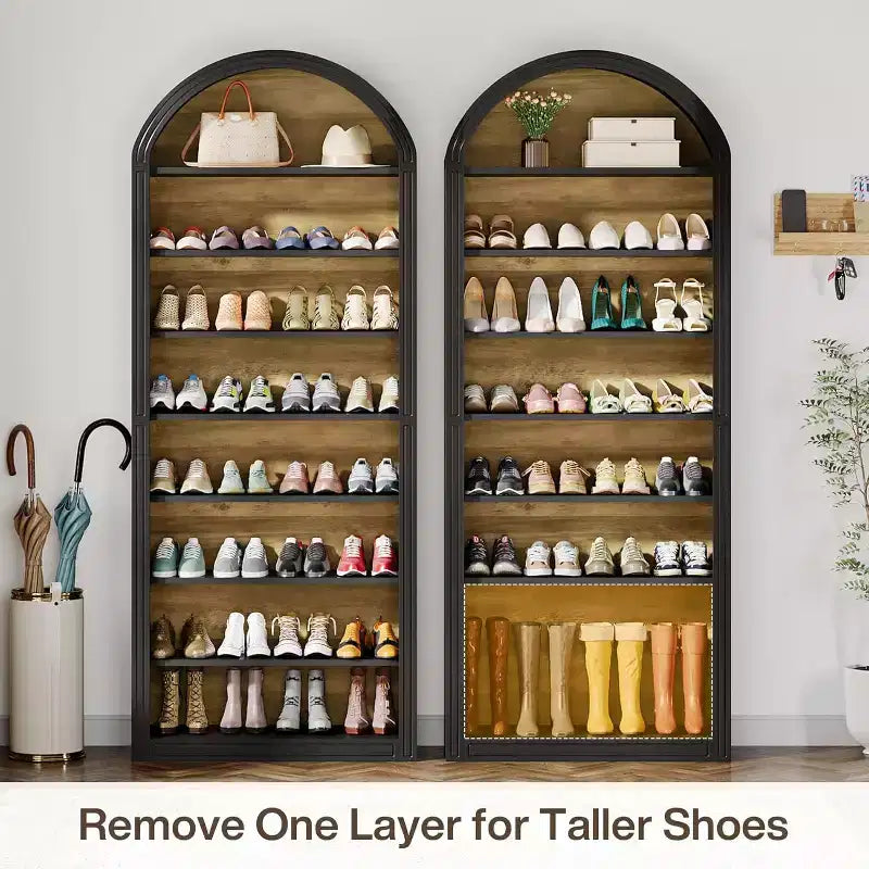 Meuble à Chaussures Haut Lantine à 8 Niveaux, Grand Organisateur de Chaussures, Étagère à Chaussures Autonome en Bois pour Placard et Entrée