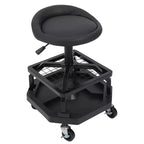 Rolling Shop Stool with Wheels, Double-Layer Mesh Frame Rolling Garage Stool, 330 lbs Weight Capacity