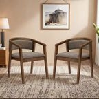 Chaises de salle à manger Christopher Knight Home Emilia Mid-Century Modern en tissu bouclé avec accoudoirs en U (Lot de 2)