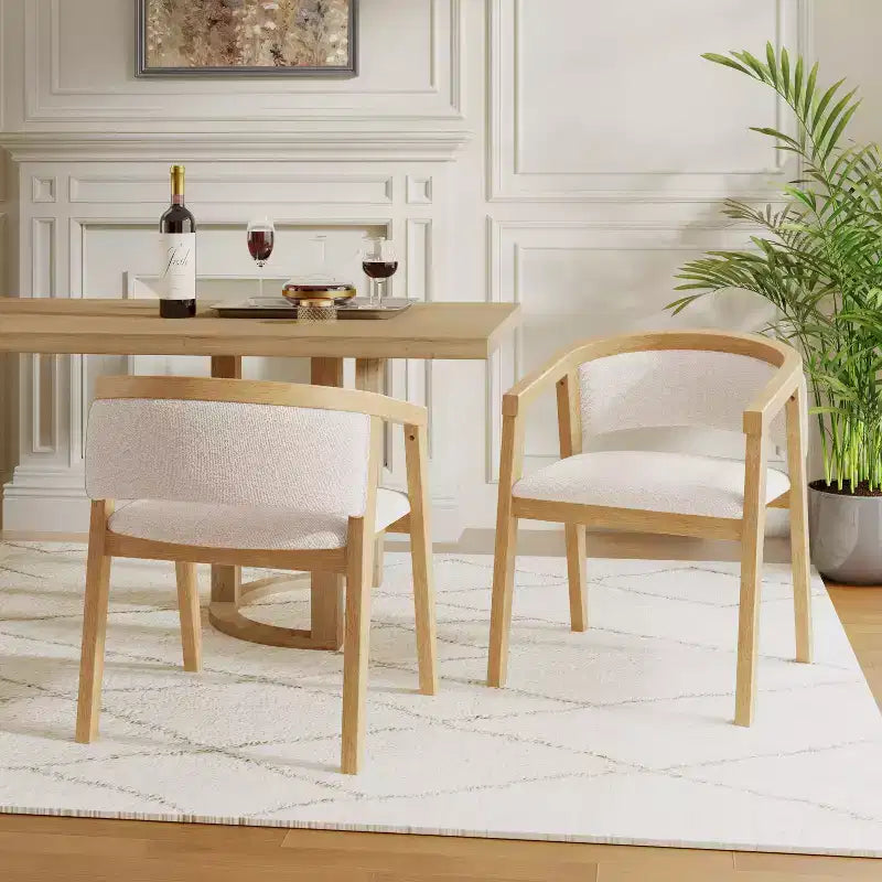 Chaises de salle à manger Christopher Knight Home Emilia Mid-Century Modern en tissu bouclé avec accoudoirs en U (Lot de 2)