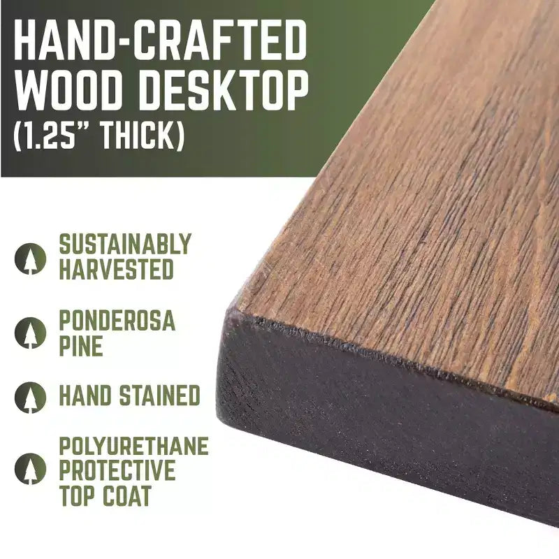 Plateau de table de bureau en bois massif marron RESTORE Trail par Pipe Decor